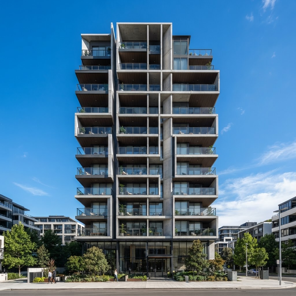 Modern multi-storey residential apartment building